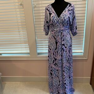 NWT Lilly Pulitzer Purple Maxi Wrap Dress with Dolman Sleeves